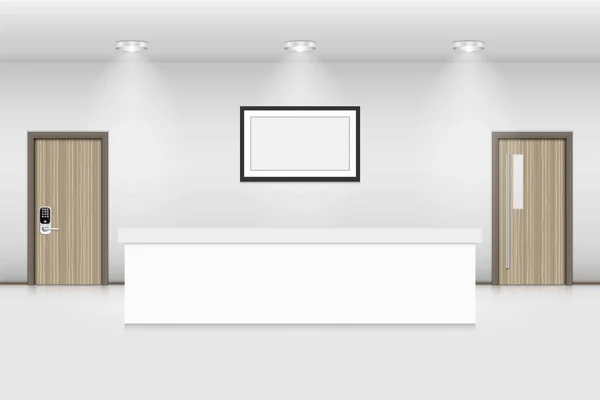 Comptoir d'accueil et décoration intérieure, Vecteur, Illustration — Image vectorielle