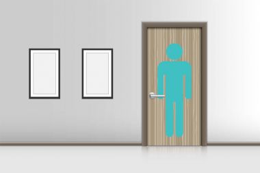 Gerçekçi tek kapı ve Oda dinleniyor dekoratif bir iç