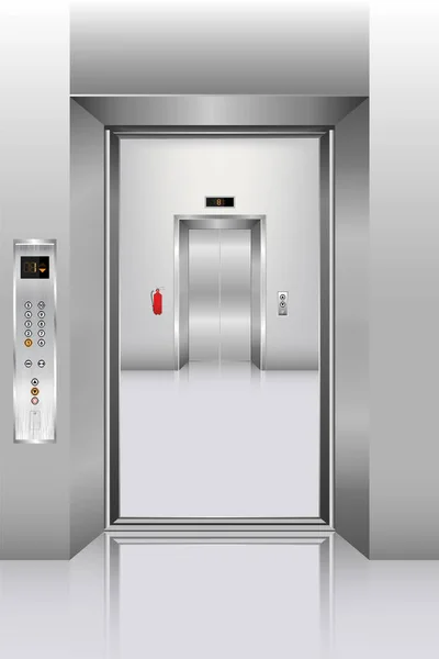 Reális lift az irodaház, belső koncepció, vektor — Stock Vector