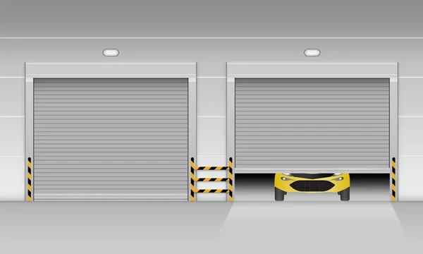 Porte roulante à grande vitesse avec garage, Porte obturateur, Vecteur — Image vectorielle