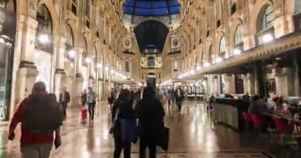 Video Hyperlapse Galleria Vittorio Emanuele Milaan Vlakbij Piazza Duomo Milaan — Stockvideo