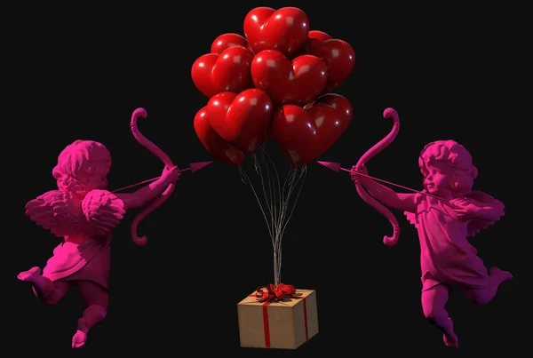 Sevgililer Günü 3D canlandırması için aşk meleği.