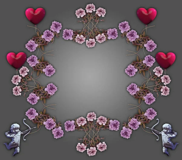 Çiçekli süsleme ve 3D Sevgililer Günü için bir melek