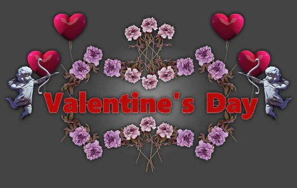 Прикраса Квітами Янголом День Святого Валентина — стокове фото