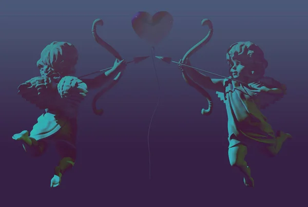 Sevgililer Günü 3D canlandırması için aşk meleği.