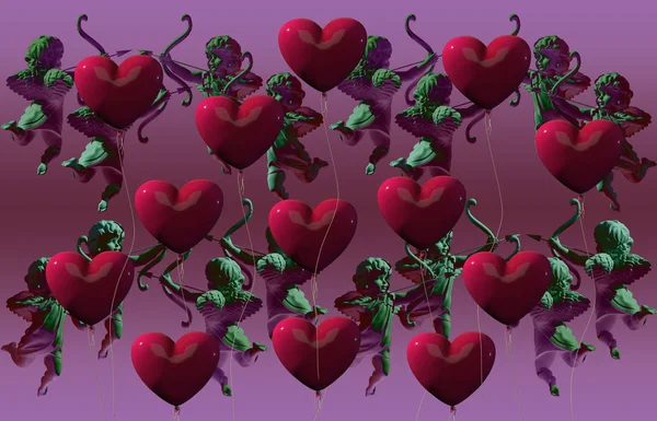 Sevgililer Günü 3D canlandırması için aşk meleği.