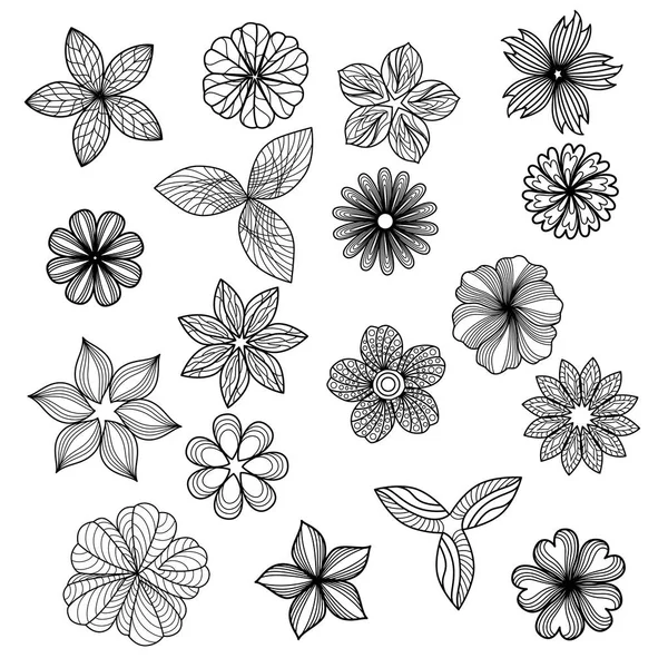 Conjunto Flores Ilustración Vectorial Eps — Vector de stock