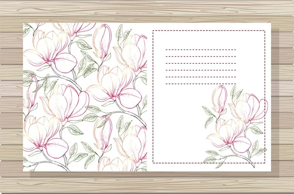 Hermoso Fondo Con Flores Magnolia Espacio Para Texto Ilustración Vectorial — Vector de stock