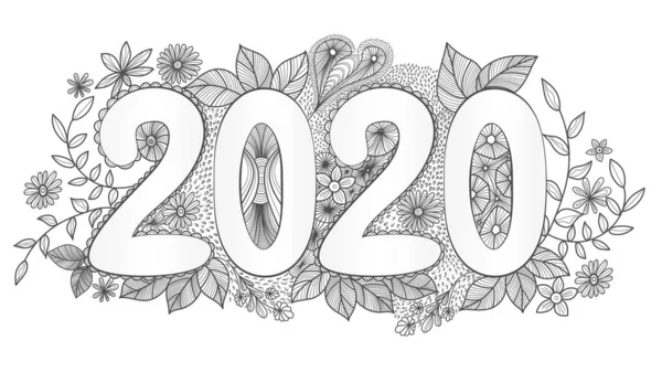 Beschriftung 2020 Mit Grafischem Muster Chinesisches Horoskop Das Jahr Der — Stockvektor