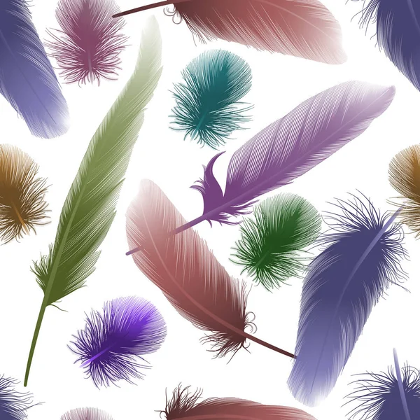 Modèle Sans Couture Avec Des Plumes Colorées Illustration Vectorielle Spe — Image vectorielle