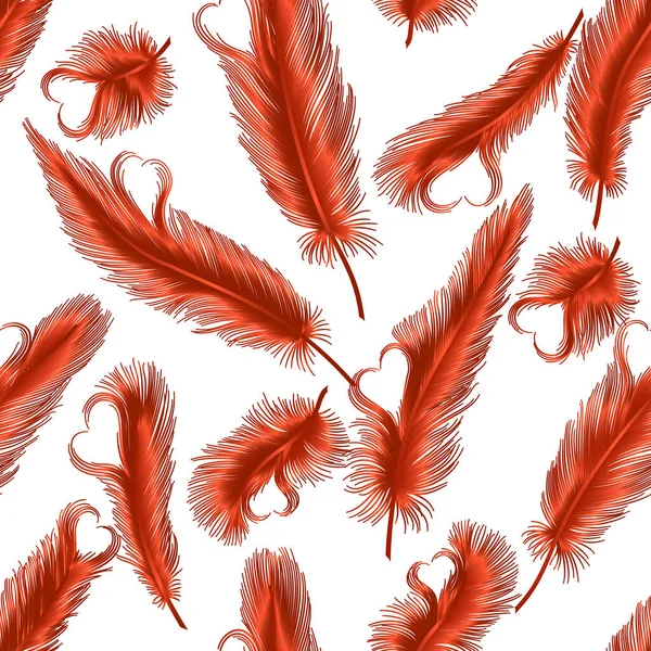 Modèle Sans Couture Avec Plumes Coeurs Illustration Vectorielle Spe — Image vectorielle