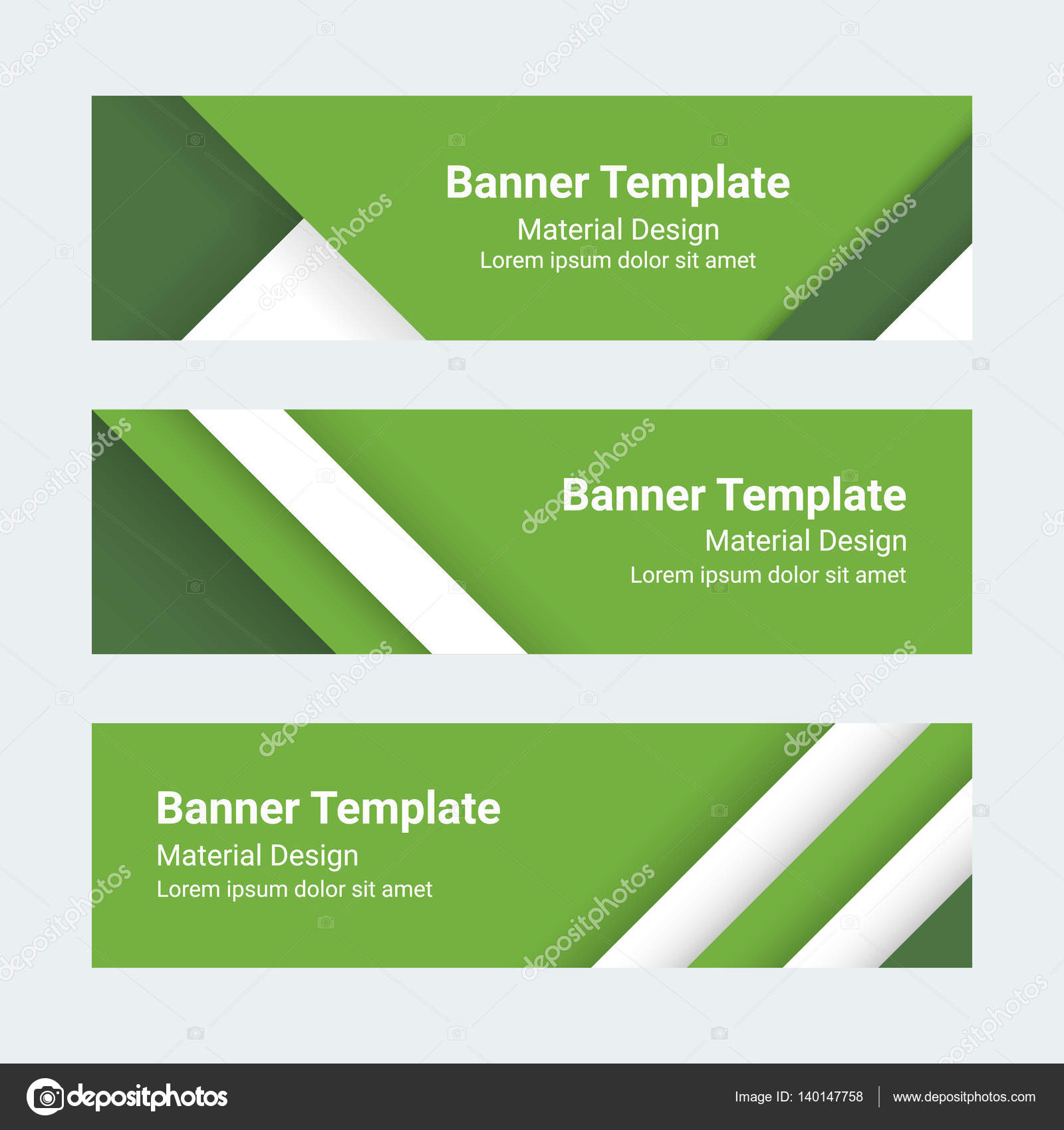 Material design banners. Set of modern colorful horizontal vector