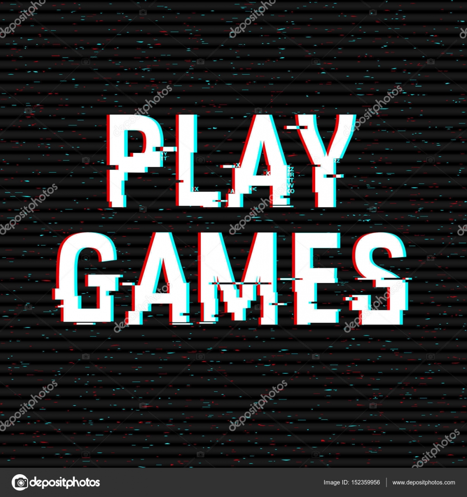 Texto De Falha De Jogos De Jogar Anaglyph 3d Efeito Fundo Retrô