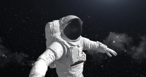 Astronauta no espaço olhando para o chão — Vídeo de Stock
