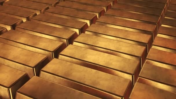 Stacked bars of gold bullion — Stock Video