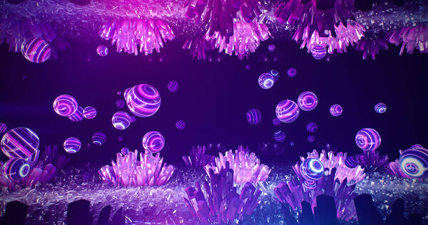 Crystal neon cave music background