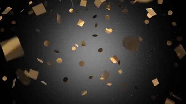 Coriandoli d'oro in nero su fondo bianco — Video Stock