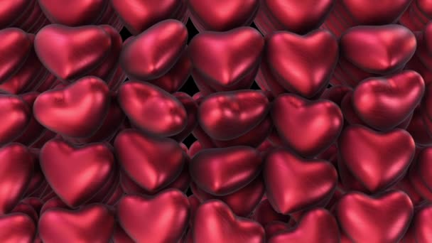 Background of the plurality of air red hearts — Stock Video