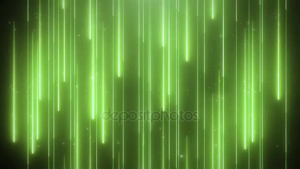 緑ネオン アニメーション光沢のある粒子と Vj の背景 — ストック動画