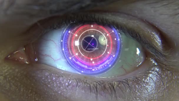 Animatie van het oog met hologrammen — Stockvideo