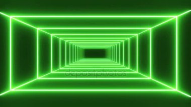 Döngü yeşil neon tünel arka plan