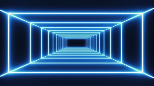 Loop blue neon tunnel background — Stock Video