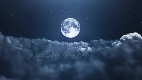 晚上月亮在云彩 — 图库视频影像