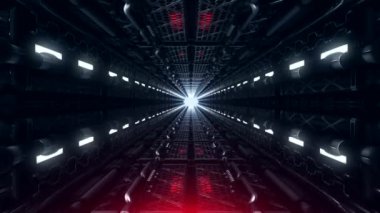 Bir döngü Vj fütüristik tünel boru ve neon lambalar