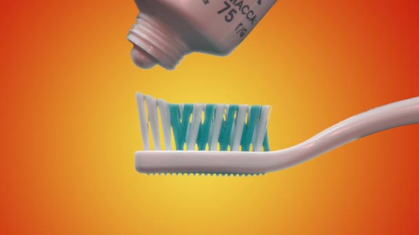 Паста зубної щітки на зубну щітку — стокове відео