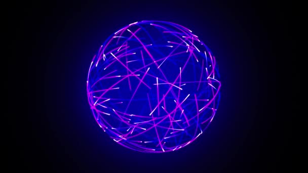 Palla neon astratta fatta da linee — Video Stock