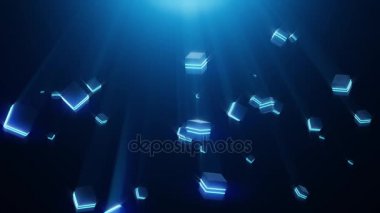 Soyut birim mavi neon kareler