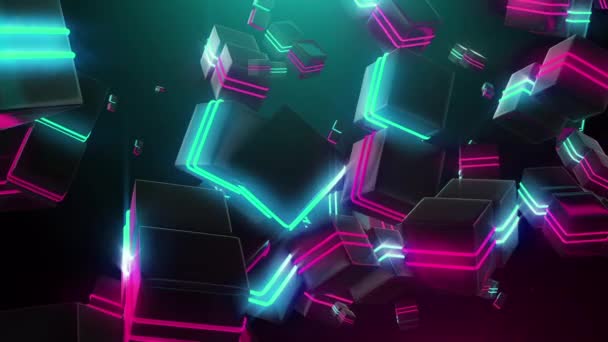 Abstract neon squares — Stock Video