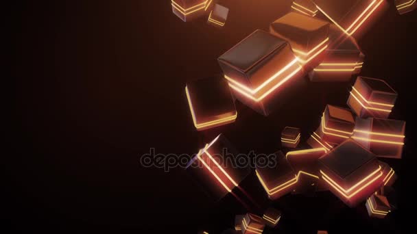 Abstrato laranja quadrados de néon — Vídeo de Stock