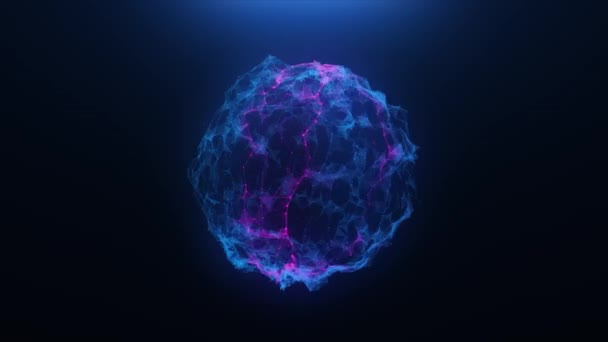 Rosa-blå abstrakt boll av plexus — Stockvideo