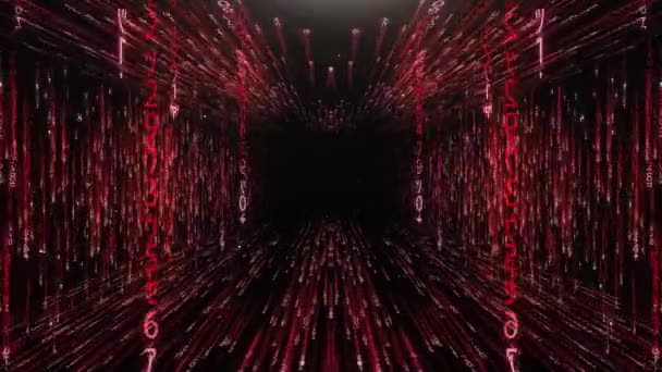 Czerwony korytarz z kodu macierzy — Wideo stockowe