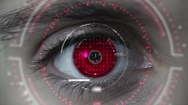 Macro vermelho HUD olho plano — Vídeo de Stock