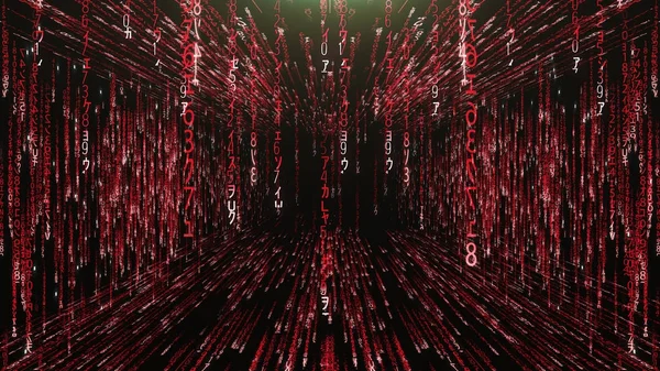 Red corridor from the matrix code — Stock Photo, Image
