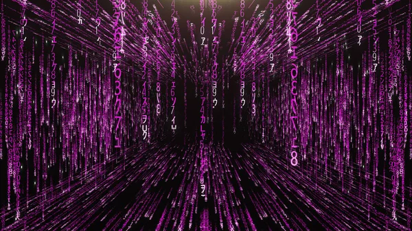 Pink corridor from the matrix code — Stock Photo, Image
