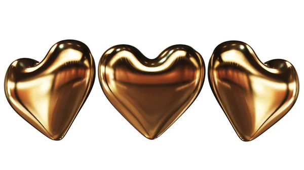 Corazón de oro 3d sobre un fondo blanco — Foto de Stock