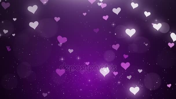 Corações branco-rosa em um fundo violeta — Vídeo de Stock