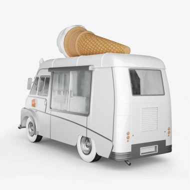 3D render makineleri, beyaz bir arka plan üzerinde dondurma için