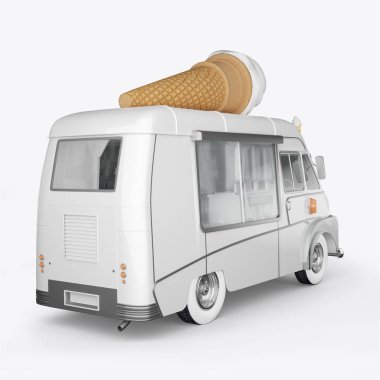 3D render makineleri, beyaz bir arka plan üzerinde dondurma için