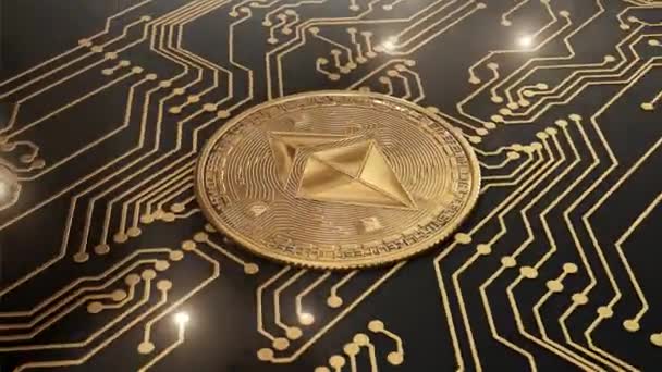 Loop Gold šifrovací měny Ethereum svět v obvodech — Stock video