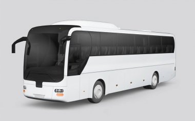 Beyaz bir arka plan bir otobüse 3D render
