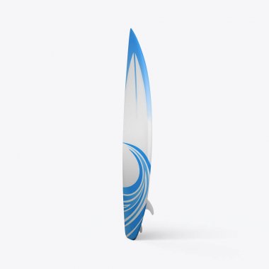 Beyaz bir arka plan üzerinde sörf tahtası 3D render