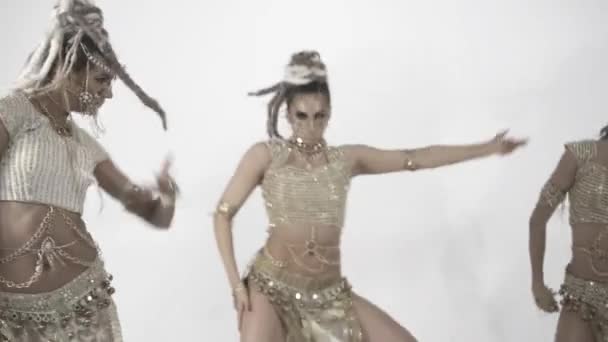 Moderna glamorösa indiska danser på en vit bakgrund — Stockvideo