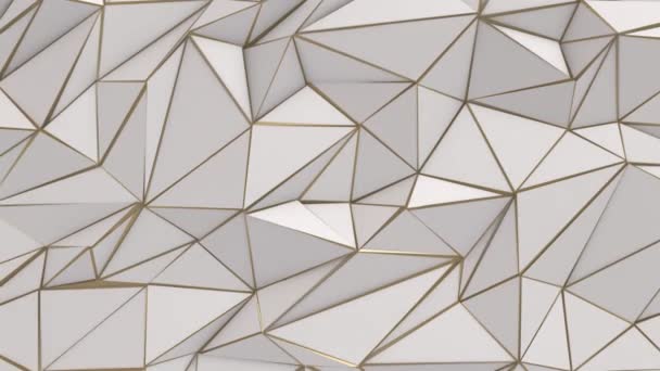 Білий і золотий абстрактний фон з низьким полі трикутником — стокове відео