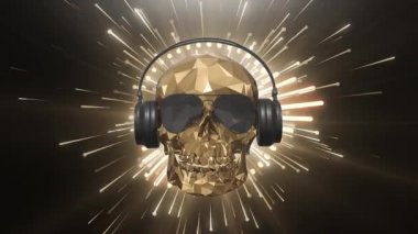 Dj ekolayzer zemin üzerine altın düşük Poli kafatası