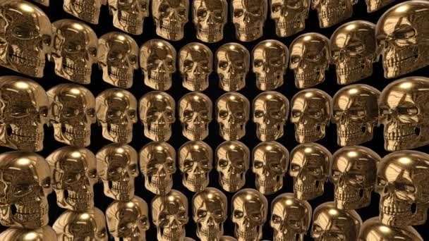 Background from golden skulls — Stock Video