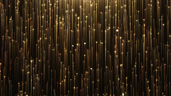 Glamorous gold shine Line and particles on a black background